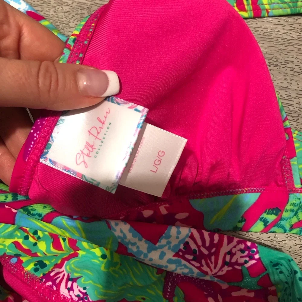 New STELLA PARKER HALTER BRA AND SKIRTED BOTTOM SWIM SET L MULTI COLOR - Picture 6 of 8